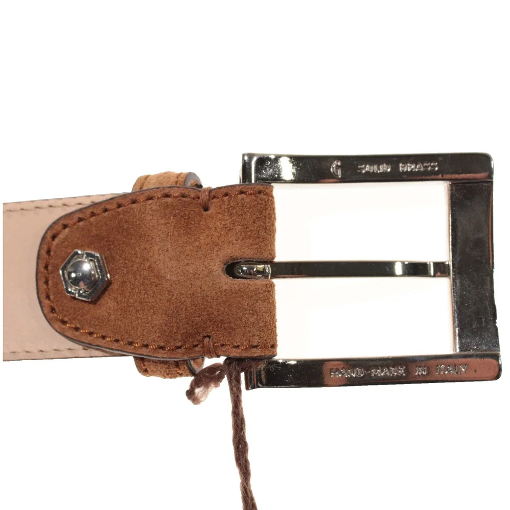 Di Bianco NWT Cut to Size Dress Belt In Solid Brown Suede Leather One Size